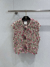 Vintage chunky-knit three-button vest