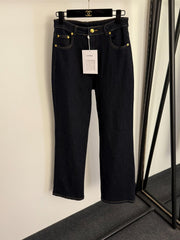 High-waisted straight-leg jeans