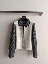 Classic Black & White Houndstooth Knit Jacket