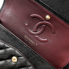 FLAP BAG 25 IN BLACK CAVIAR LEATHER GOLD HARDWARE