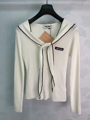 MiuMiu/26 Early Autumn New Shawl V-Neck Knit Long Sleeve Top