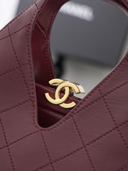 CHANEL 26S SHOPPING BAG MEDIUM 23 IN BURGUNDY RED LAMBSKIN GOLD HARDWARE