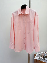 chanel/🔥Highest Quality🔥26SS NEW show style double pocket silk cotton pink shirt
