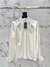 Yves Saint Laurent/🔥Highest Quality🔥26SS NEW Hollow neckline patchwork balloon sleeve shirt