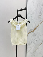 Dior/26SS NEW Ruffled Collar Openwork Crochet Vest