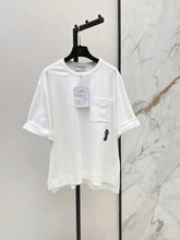 26SS NEW Simple Pocket Loose Rolled-Up Short-Sleeve White T-Shirt 🤍