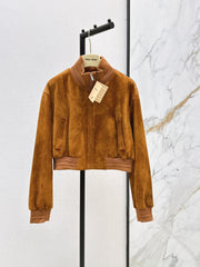 ❤️🔥Limited edition❤️🔥 26SS New Vintage-Style Brown Suede-Finish Cropped Jacket 🤎