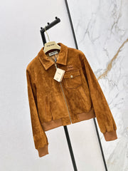 ❤️🔥Limited edition❤️🔥 26SS New Vintage-Style Brown Suede-Finish Cropped Jacket 🤎