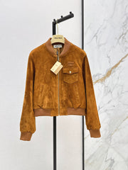 ❤️🔥Limited edition❤️🔥 26SS New Vintage-Style Brown Suede-Finish Cropped Jacket 🤎