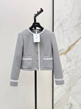 26FW New Color-Block Lace-Trim Crew-Neck Jacket 🩶
