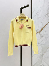 26FW New Color-Block Striped Collared Knit Top 💛
