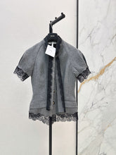26FW New Short-Sleeve Top with Lace Paneling and Ribbon Detail 🩶