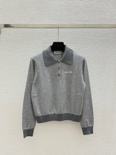 26FW New Color-Block Striped Long-Sleeve Sweater with Collar