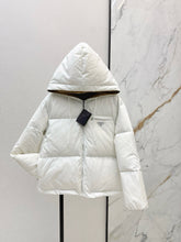 26FW New Hooded Down Jacket with Triangle Logo Detail 🤎
