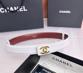 26FW New White & Red Top-Grain Leather Belt 30mm