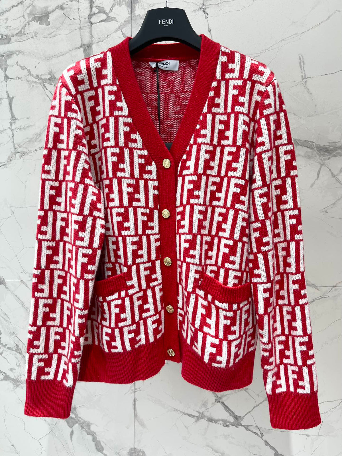 Letter Jacquard Knit Cardigan