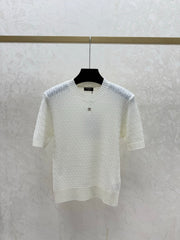 simple round neck knit short-sleeved top