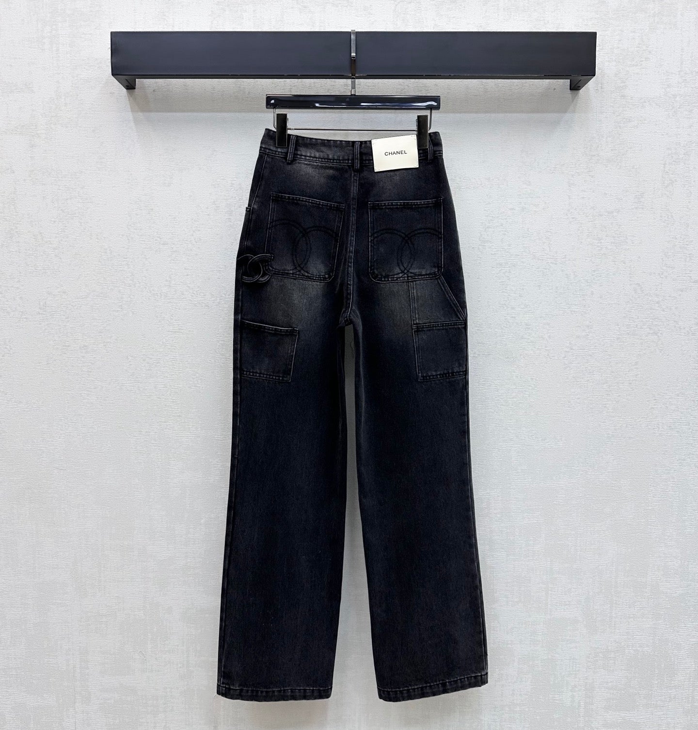 Chanel/Embroidered Straight-Leg Denim Trousers