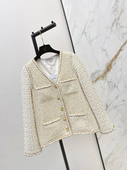 chanel/26Gilded Tweed Panel Jacket
