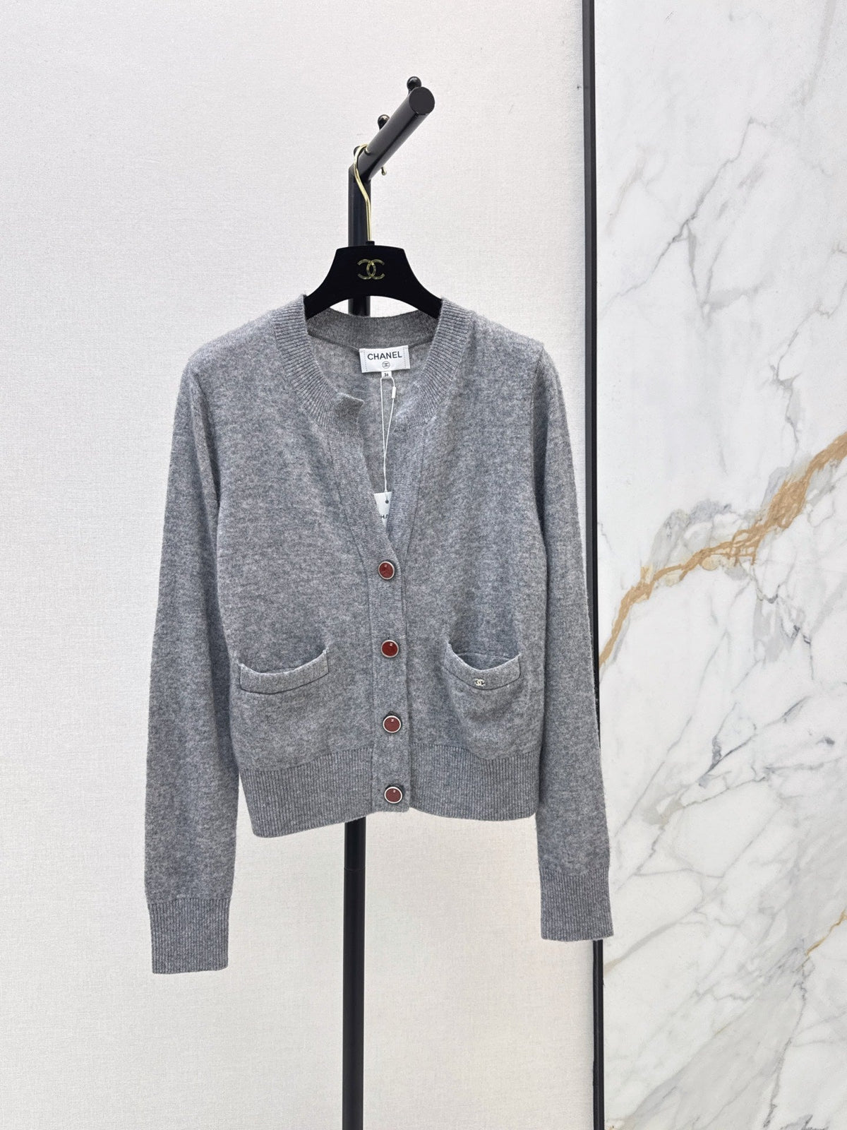 V-Neck Long-Sleeve Knit Cardigan