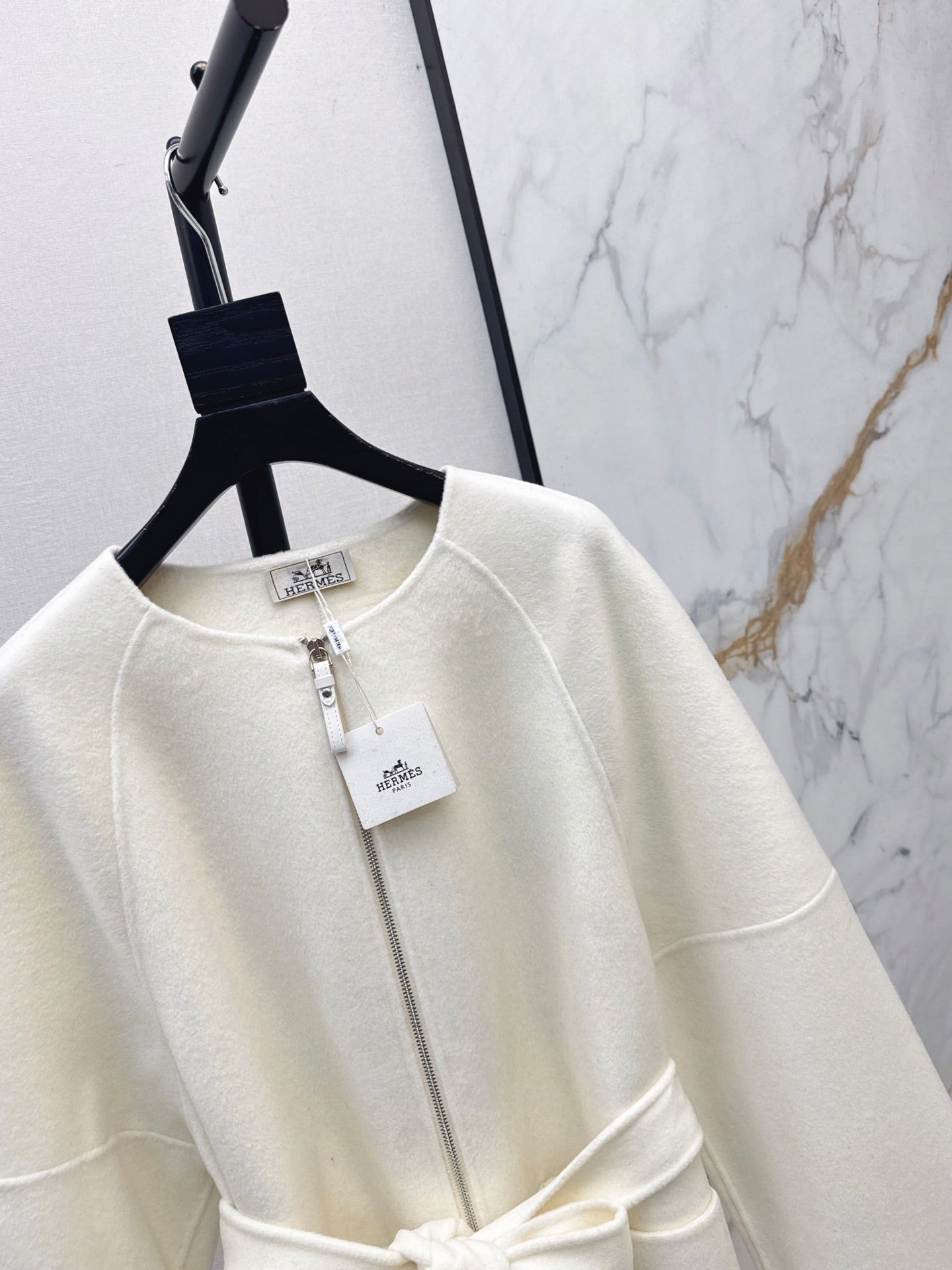 Hermès/26 Early Autumn New Double-Faced Round Neck Long Coat