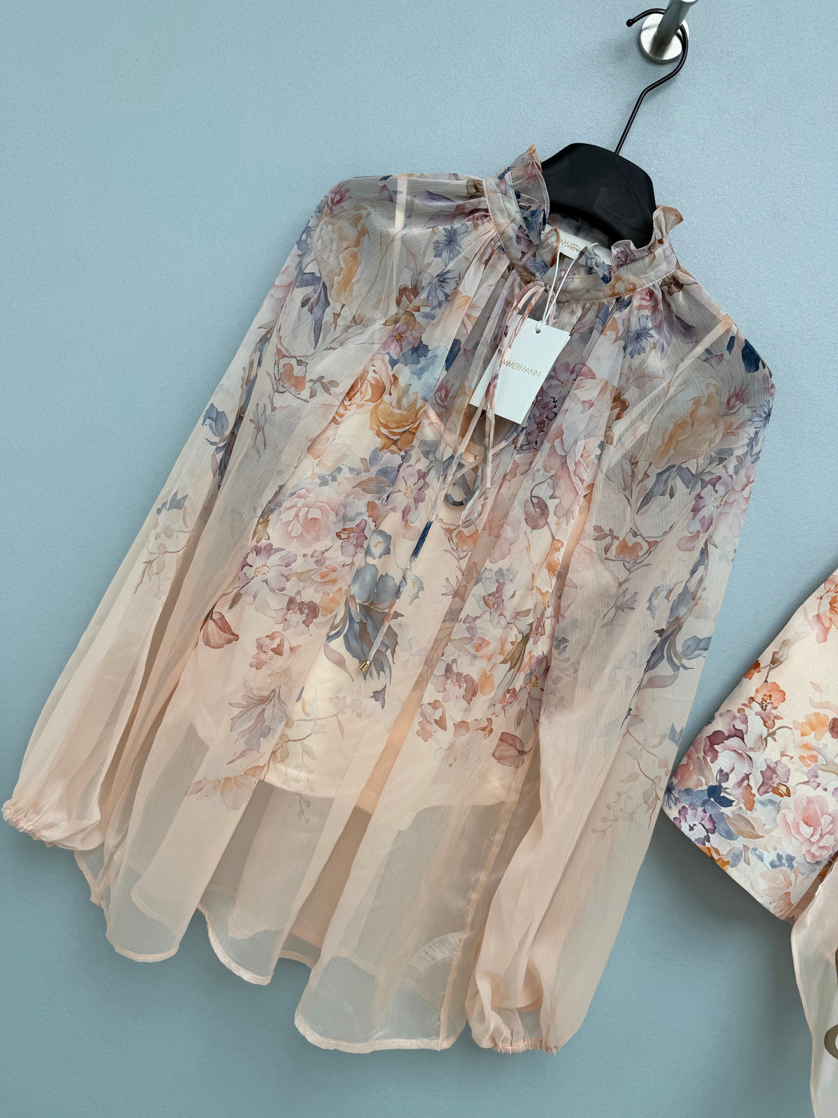 zimmermann/26 New Style Watercolor Floral Print Chiffon Top + Shorts Set for Sale