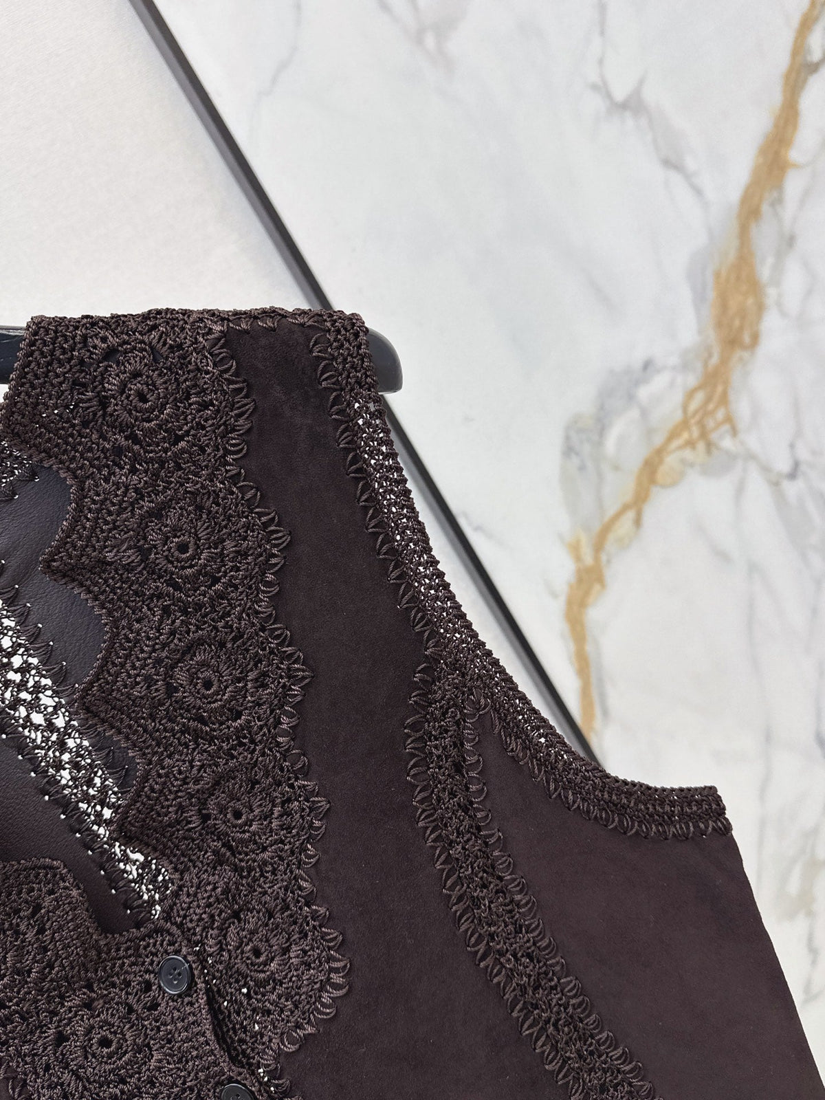 26 Fall/Winter New Hollow Patchwork Suede Sheepskin Vest