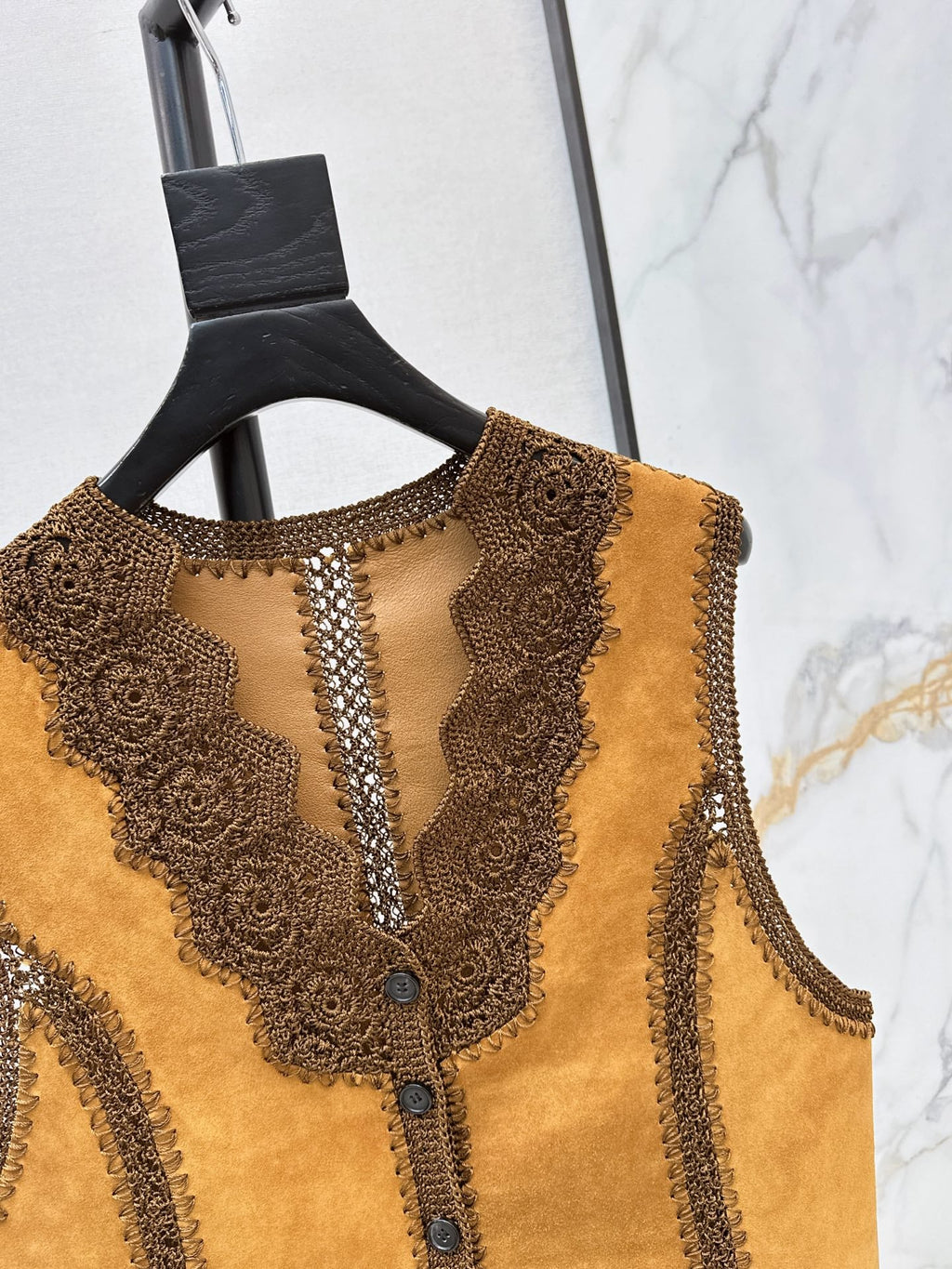 26 Fall/Winter New Hollow Patchwork Suede Sheepskin Vest