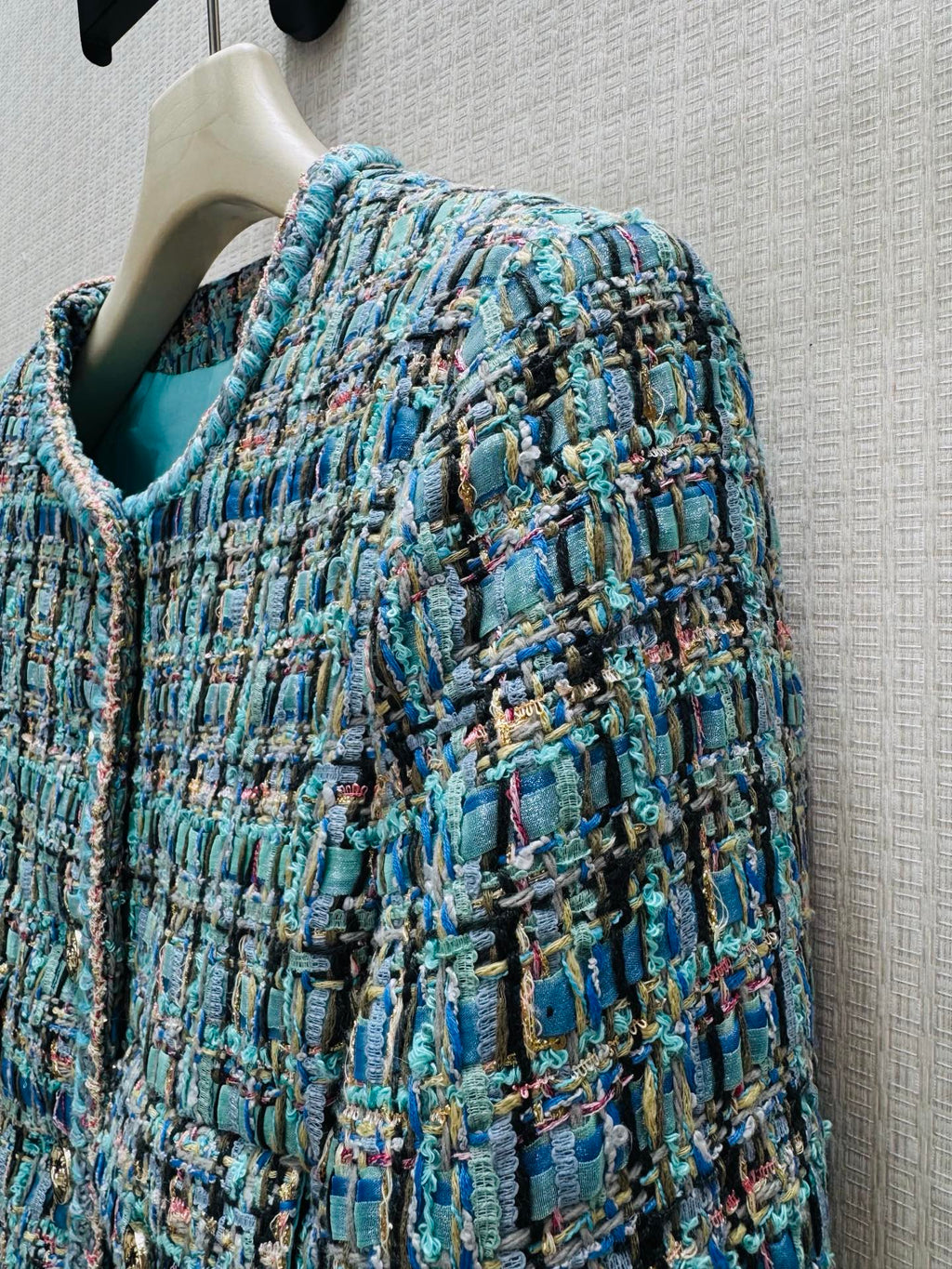 26 Fall/Winter Fresh Blue Tone Short Tweed Chanel-Style Jacket