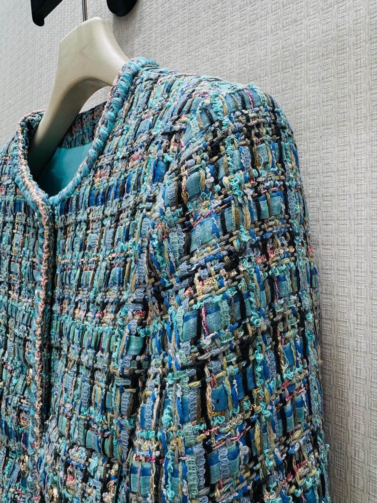 26 Fall/Winter Fresh Blue Tone Short Tweed Chanel-Style Jacket