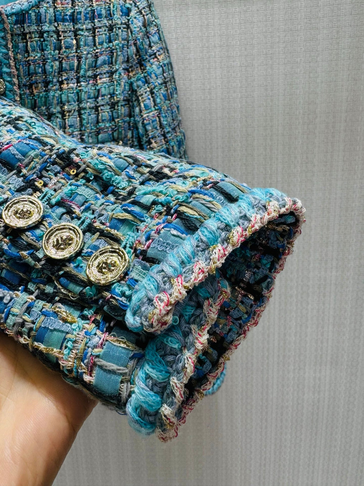 26 Fall/Winter Fresh Blue Tone Short Tweed Chanel-Style Jacket