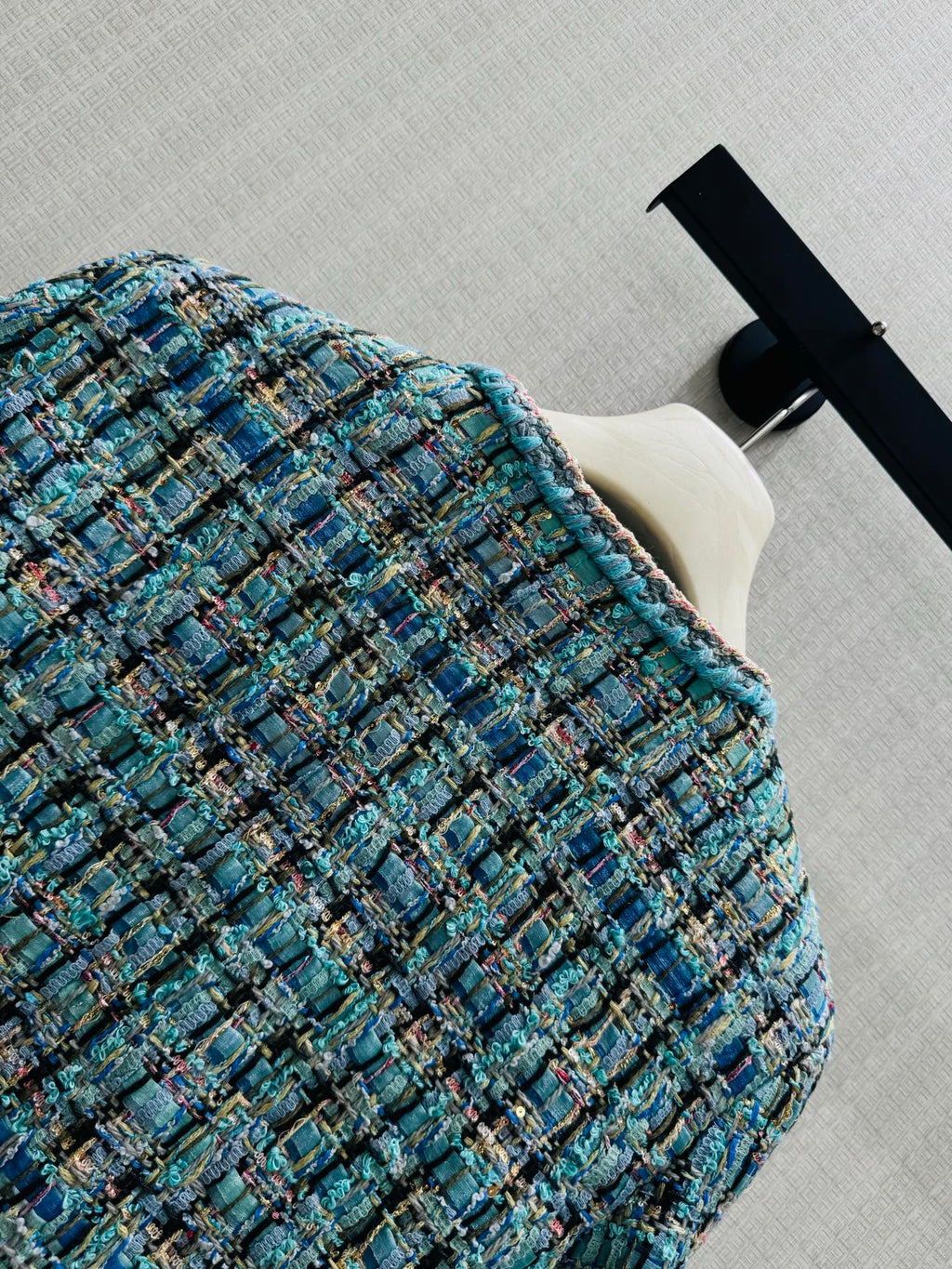 26 Fall/Winter Fresh Blue Tone Short Tweed Chanel-Style Jacket