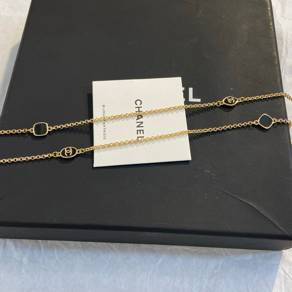 26B Gold and Black Geometric Sweater Chain