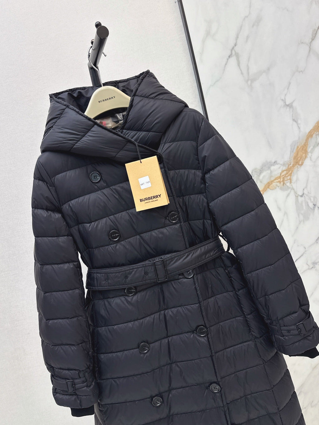26 Fall/Winter New Classic Double-Breasted Hooded Long Down Coat