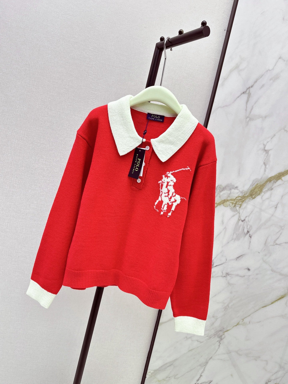 26 Autumn/Winter Latest Polo Color-Block Collared Knit Sweater