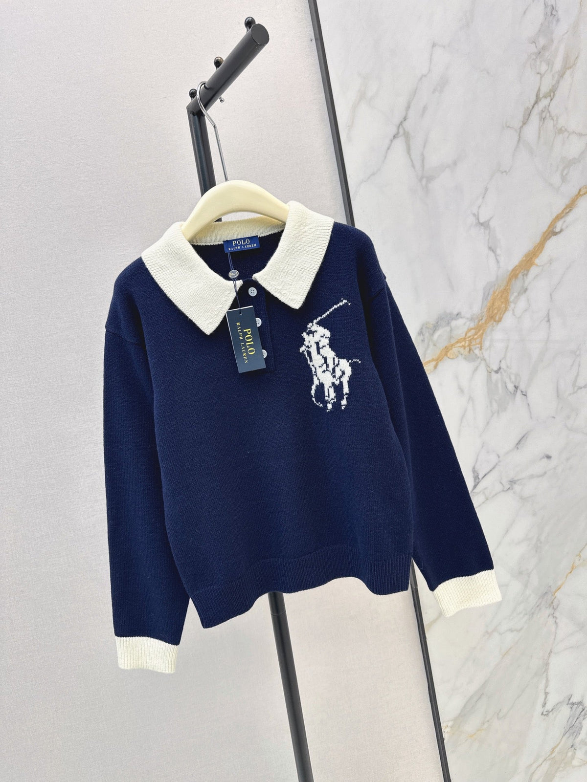 26 Autumn/Winter Latest Polo Color-Block Collared Knit Sweater
