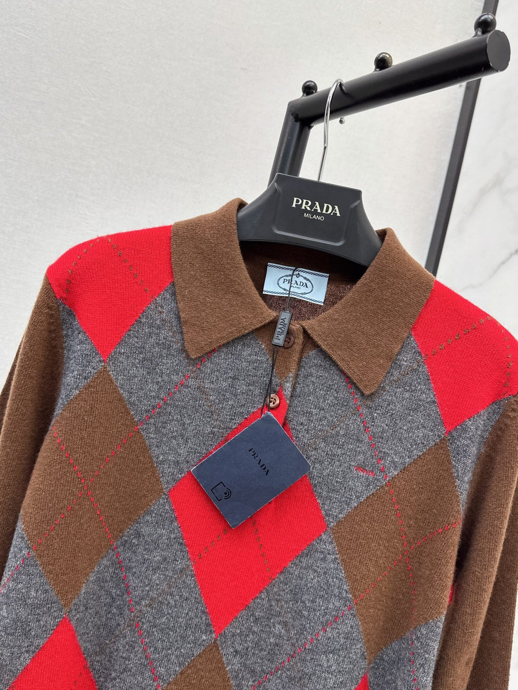 26 Fall/Winter New Quilted Pattern Collared Polo Knit Sweater