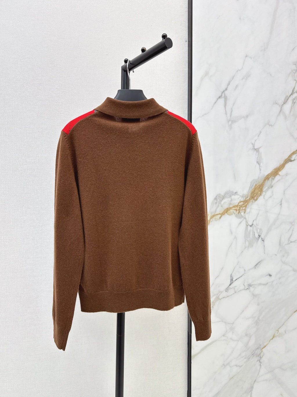 26 Fall/Winter New Quilted Pattern Collared Polo Knit Sweater