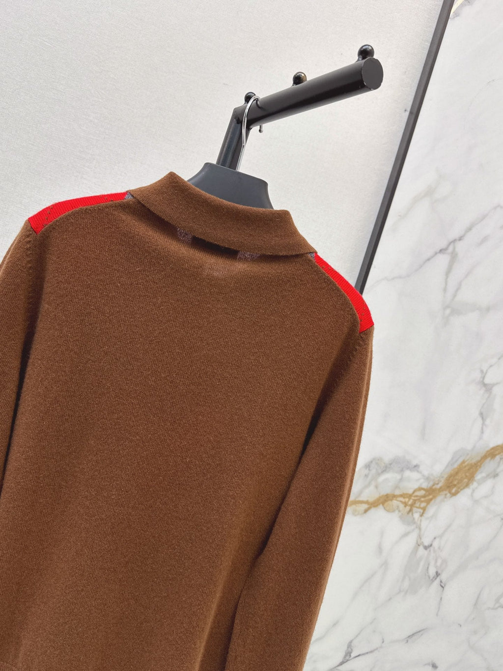 26 Fall/Winter New Quilted Pattern Collared Polo Knit Sweater
