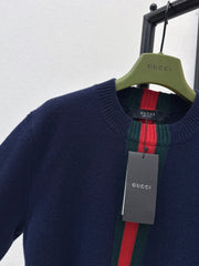 Red and Green Striped Cropped Sweater
