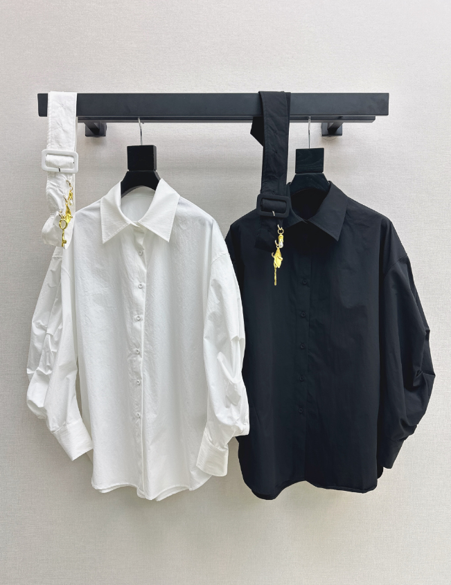 26 Fall/Winter New Belt-Decorated Pleated Shirt