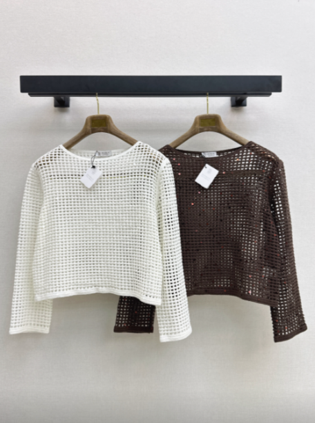 Brunello Cucinelli/ 26 Early Autumn New Hollow-Out Long Sleeve Knit