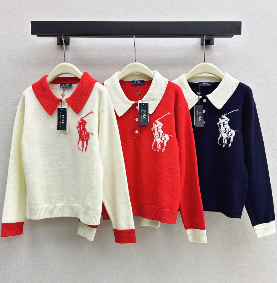 26 Autumn/Winter Latest Polo Color-Block Collared Knit Sweater
