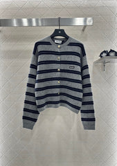 Striped Knit Long-Sleeve Cardigan
