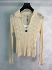 Chanel  /26 Early Autumn New Lapel Knit Long Sleeve Sweater