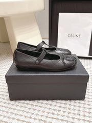 CHANEL 26S MARY JANE FLATS IN BLACK LAMBSKIN WITH  CC LOGO