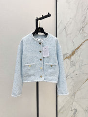 26SS NEW Elegant Woven Crew Neck Jacket🩵