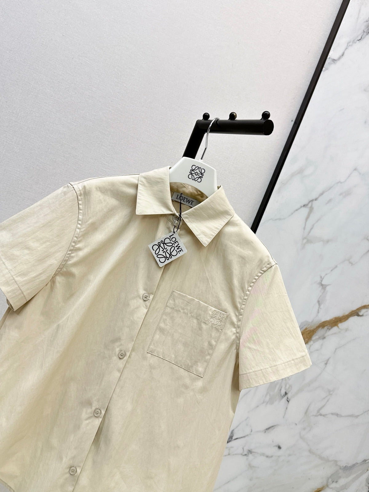 26SS NEW Square Pattern Embroidered Babydoll Shirt 🤎