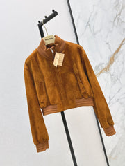 ❤️‍🔥Limited edition❤️‍🔥  26SS New Vintage-Style Brown Suede-Finish Cropped Jacket 🤎