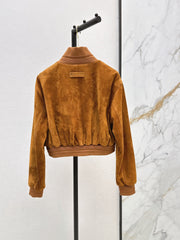 ❤️‍🔥Limited edition❤️‍🔥  26SS New Vintage-Style Brown Suede-Finish Cropped Jacket 🤎